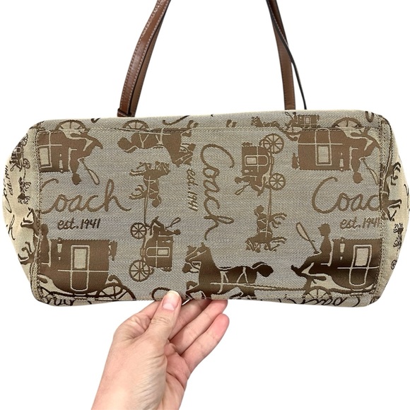 NWOT Coach Horse & Carriage Monogram Canvas Leather Large Tote Bag L0973-F14857 - Picture 5 of 9